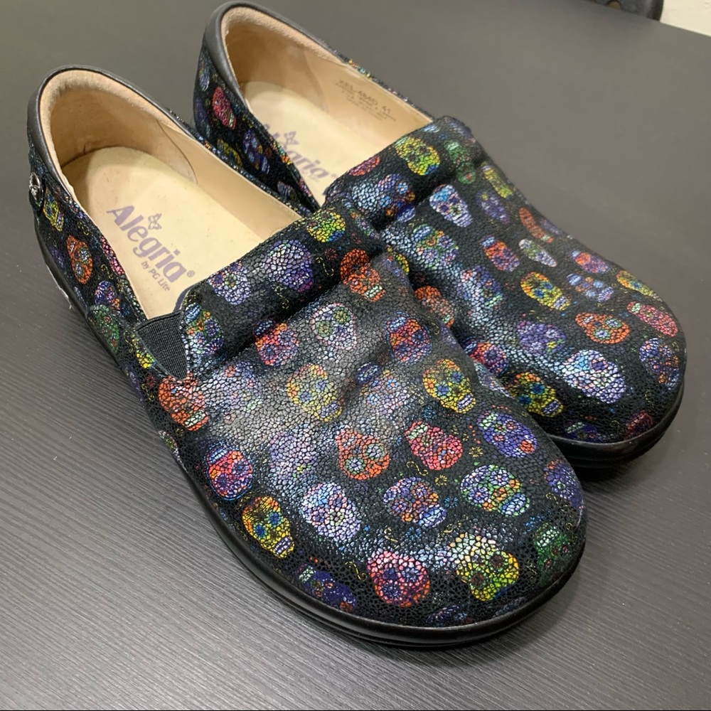 Alegria Keli Blue Sugar Skull Professional Slip Resistant Shoes Size 41 Size 11